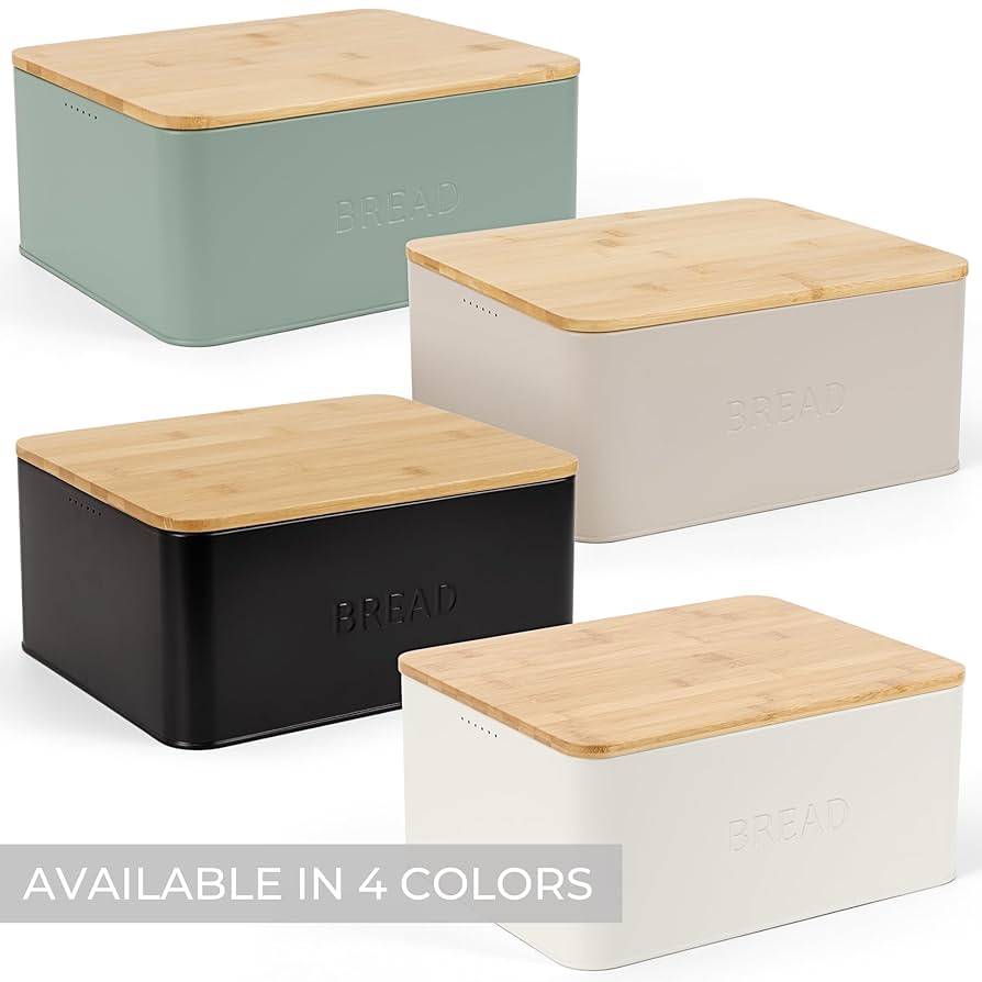 Amazon.com: ZICOTO Beautiful Bread Box With Wooden Lid For